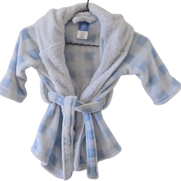 MAX & OLIVIA MINI BLUE AND WHITE TODDLER BOYS OR GIRLS HOODED ROBE SIZE 2T - Picture 1 of 10